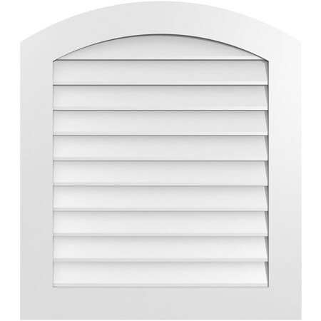 Ekena Millwork Arch Top Surface Mount PVC Gable Vent: Functional, w/ 3-1/2"W x 1"P Standard Frame, 30"W x 34"H GVPAR30X3401SF